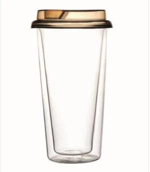 360ml / 12oz taza de café de vidrio borosilicatado con tapón de silicona